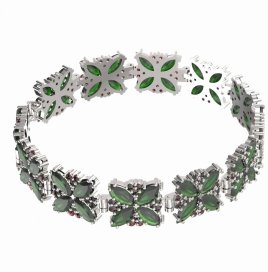 BG náramek vsazený český granát  408 Stříbro 925 - rhodium Vltavín a granát