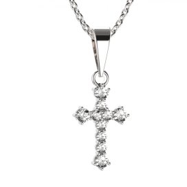 BG zlatý diamantový přívěšek křížek 256 Bílé zlato - 585 Diamant lab-grown
