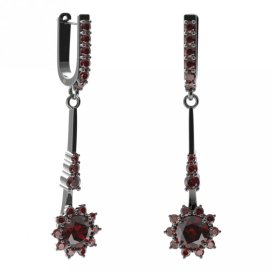 BG náušnice kruhováho tvaru 511-B94 Stříbro 925 - ruthenium (30-90dní) Granát