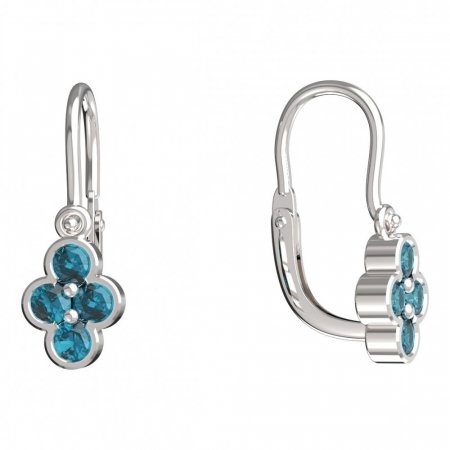 BeKid, Gold kids earrings -295 - Switching on: Brizura 0-3 roky, Metal: White gold 585, Stone: Light blue cubic zircon