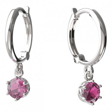 BeKid, Gold kids earrings -1294 - Switching on: Circles 12 mm, Metal: White gold 585, Stone: Pink cubic zircon