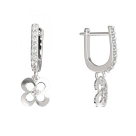 BG zlaté náušnice čtyřlístek 829 Bílé zlato - 585 Diamant