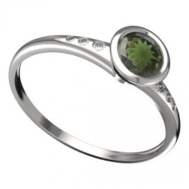 BG vltavínový prsten 557K Bílé zlato - 585 Vltavín a diamant