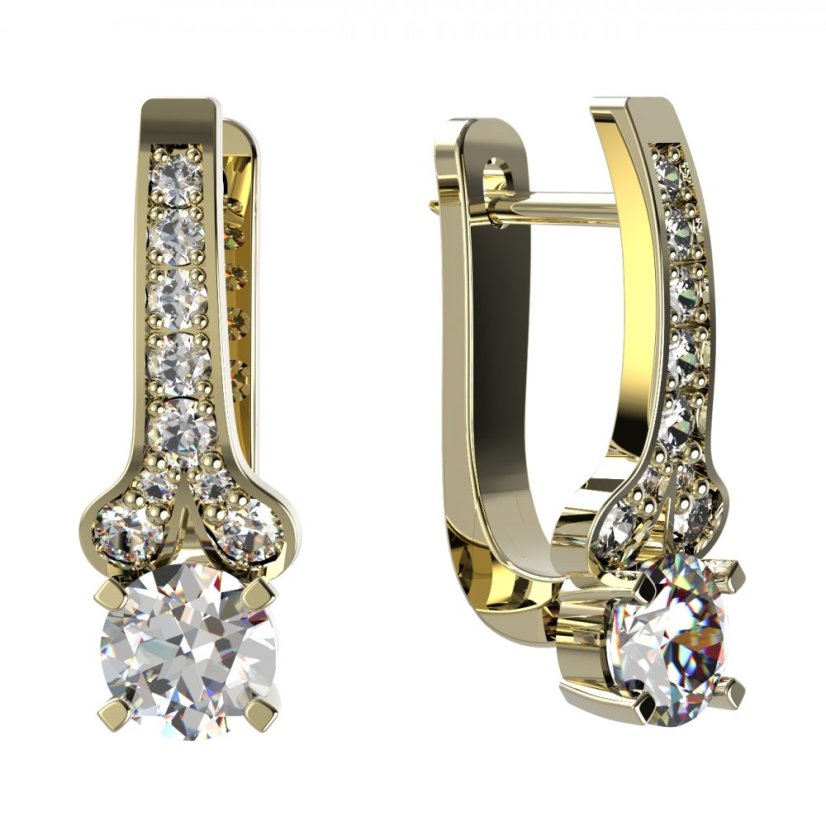 BG zlaté náušnice 639 Žluté zlato - 585 Diamant