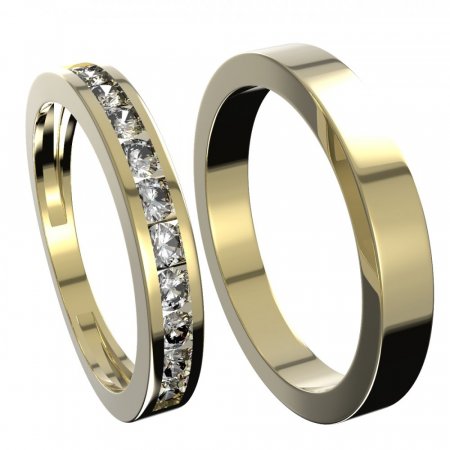 BG zlatý prstýnek 500a - Kov: Žluté zlato 585, Kámen: Bílý kubický zirkon