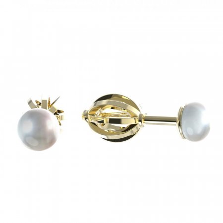 BeKid dětské náušnice 1290 s perlou - Zapínání: Šroubek, Kov: Žluté zlato 585, Perla: Bílá