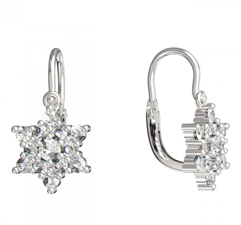 BeKid dětské náušnice hvězdička 090 Bílé zlato - 585 Diamant