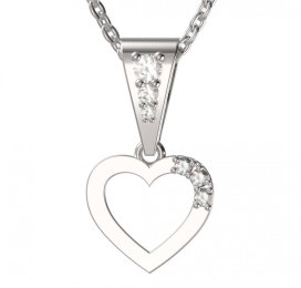 BG zlatý diamantový přívěšek srdíčko 1257 Bílé zlato - 585 Diamant lab-grown