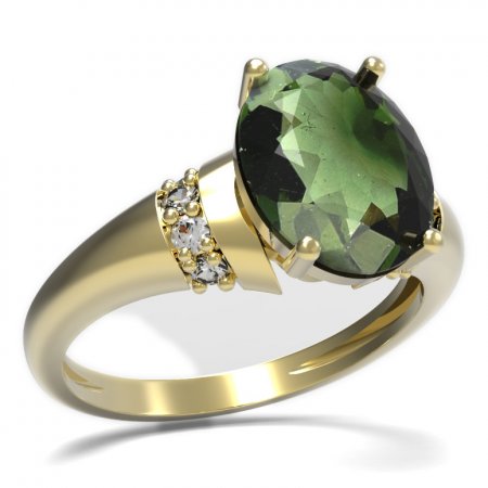BG prsten oválný kámen 479-K - Kov: Stříbro 925 - rhodium, Kámen: Vltavín a granát