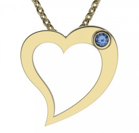 BG zlatý přívěšek srdíčko 1569 Žluté zlato - 585 Světle modrý kubický zirkon