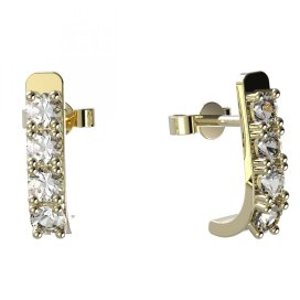 BG zlaté náušnice 96 Žluté zlato - 585 Bílý kubický zirkon