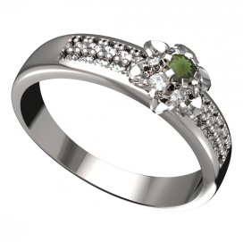 BG vltavínový prsten 878F Bílé zlato - 585 Vltavín a diamant