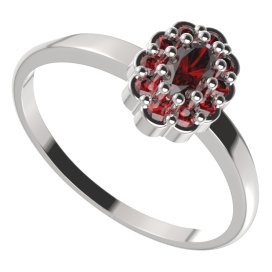 BG prsten oválný 455 Stříbro 925 - rhodium Granát