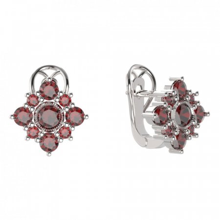 BG  earring 105-R7 square - Metal: Silver 925 - rhodium, Stone: Garnet