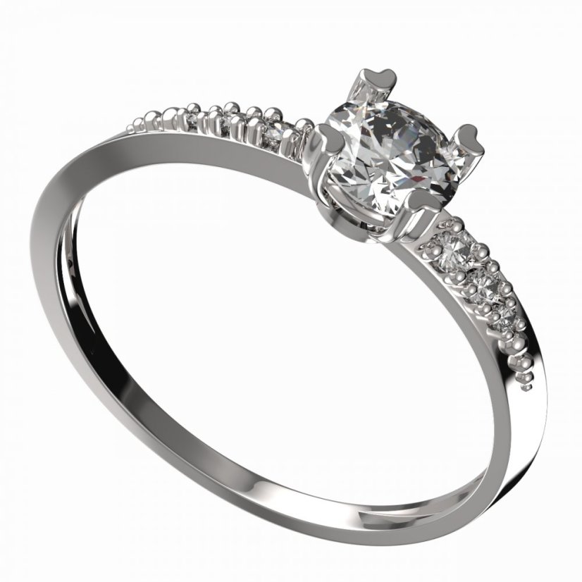 BG zlatý diamantový prstýnek 885 D Bílé zlato - 585 Diamant lab-grown