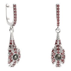 BG náušnice s přírodní perlou 537-G91 Stříbro 925 - rhodium Granát a tahiti perla