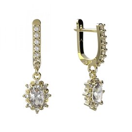BG zlaté náušnice ovál -  953 Žluté zlato - 585 Diamant