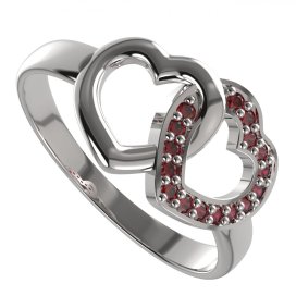 BG granátový prsten 1461 Bílé zlato - 585 Granát