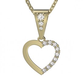 BG zlatý diamantový přívěšek srdíčko 1251 Žluté zlato - 585 Diamant lab-grown