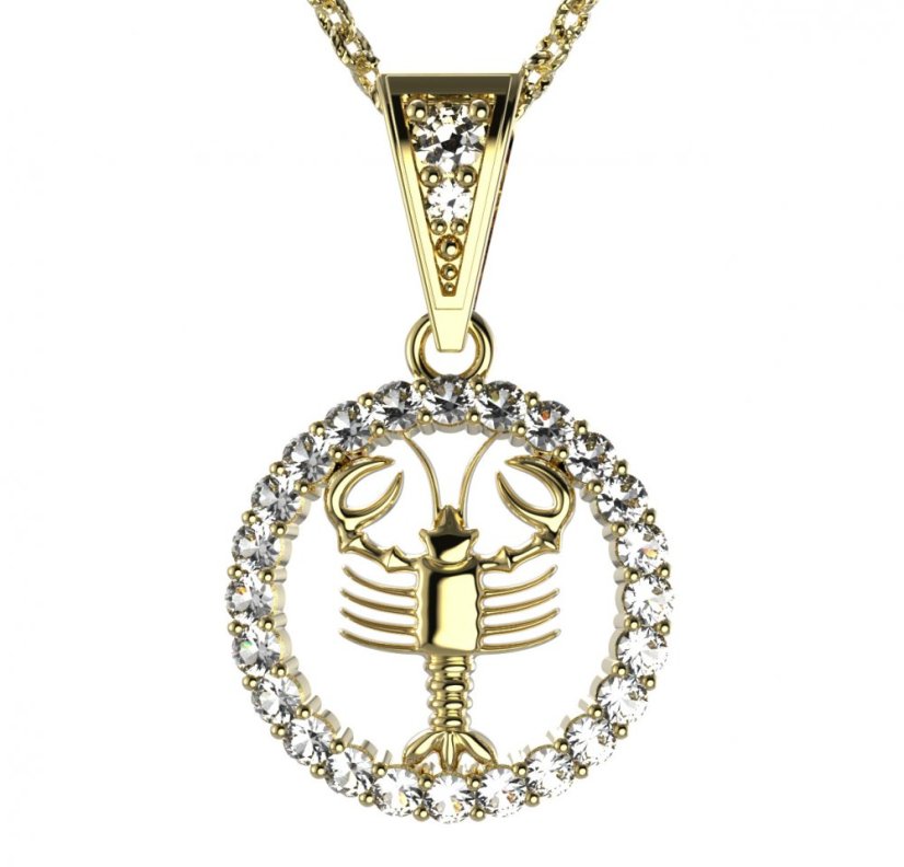 BG zlatý přívěšek Rak 052 Žluté zlato - 585 Diamant