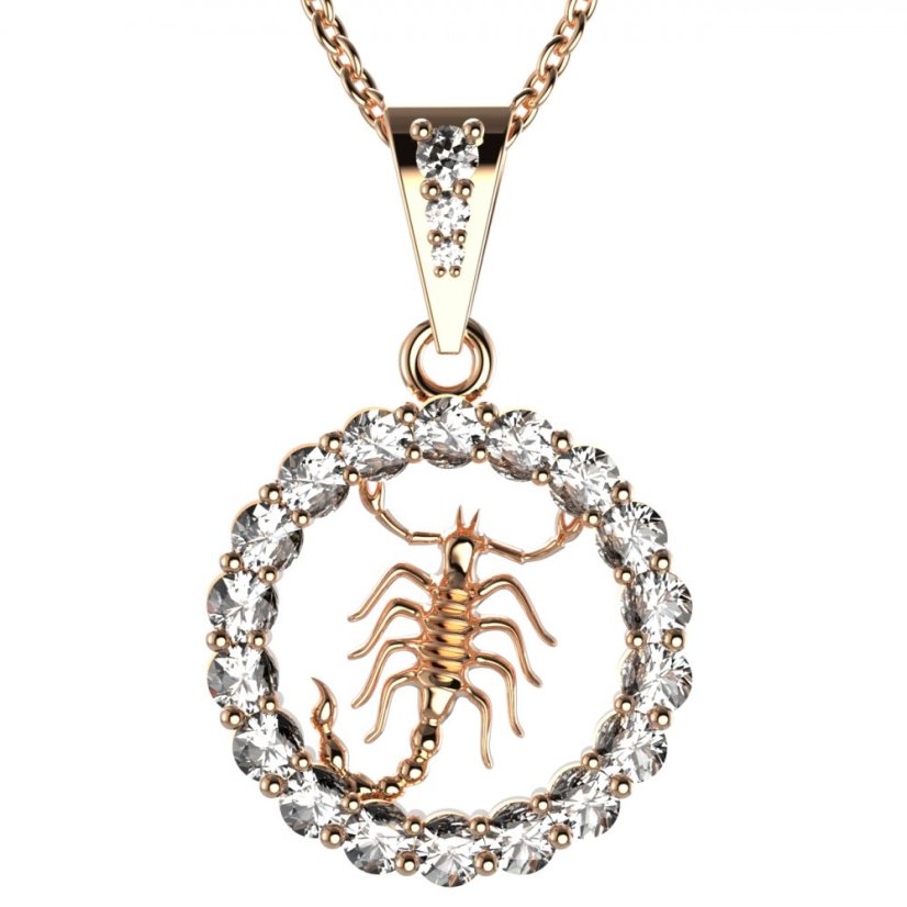 Zlatý přívěsek znamení Štír s lab-grown diamantem, růžové zlato 585 – 044 (Zd14044K2)