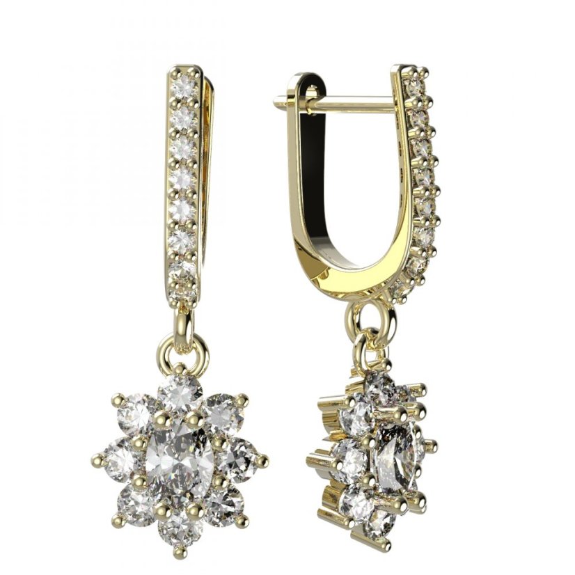 BG zlaté náušnice s diamanty 627 Žluté zlato - 585 Diamant lab-grown