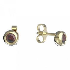 BG náušnice český přírodní granát nebo vltavín 102 Žluté zlato - 585 Granát