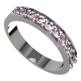 BG zlatý prstýnek - půlkruh 839 Bílé zlato - 585 Růžový kubický zirkon