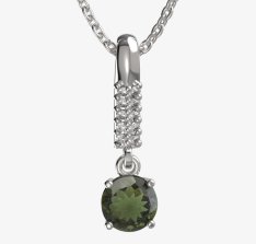 BG vltavínový přívěšek 727 Bílé zlato - 585 Vltavín a diamant