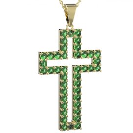 BG zlatý přívěšek křížek 238 Žluté zlato - 585 Zelený kubický zirkon