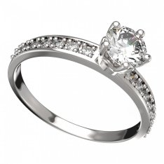 BG zlatý prstýnek 875 E Bílé zlato - 585 Diamant