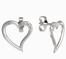Bg náušnice srdíčko 1165 Bílé zlato - 585 Diamant