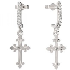 BG zlaté náušnice křížek 1109 Bílé zlato - 585 Diamant
