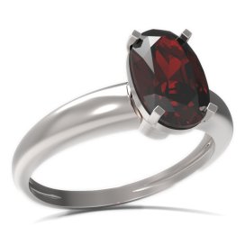 BG prsten s oválným kamenem 492-I Stříbro 925 - rhodium Granát