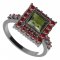 BG prsten 099-Z čtvercového tvaru - Kov: Stříbro 925 - rhodium, Kámen: Granát