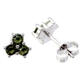BG náušnice český přírodní granát  361 Stříbro 925 - rhodium Vltavín