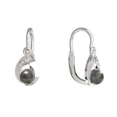 BeKid dětské náušnice 1242 s černou perlou Bílé zlato - 585 Diamant