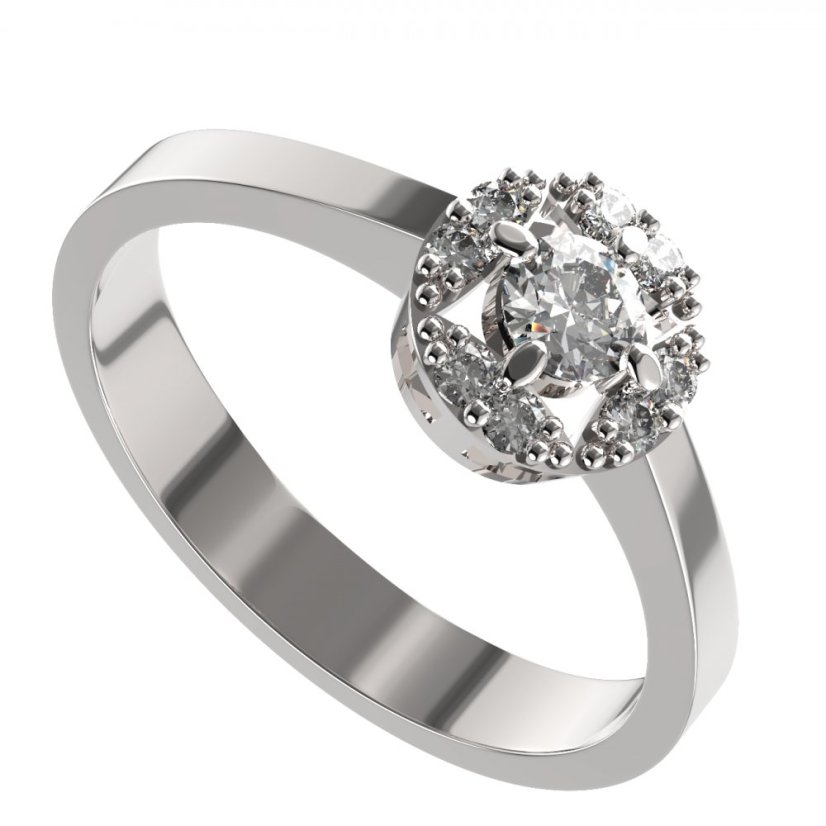 BG zlatý diamantový prstýnek 764 Bílé zlato - 585 Diamant lab-grown