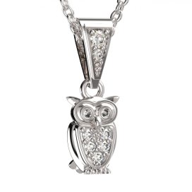 BG zlatý přívěšek - Sova 805 Bílé zlato - 585 Bílý kubický zirkon