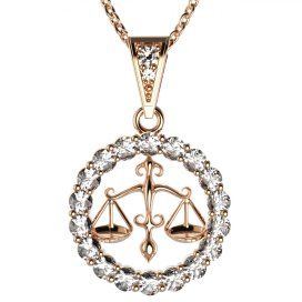 Zlatý přívěsek znamení Váhy s lab-grown diamantem, růžové zlato 585 – 044 (Zd14044J1)