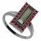 BG ring square 837-I - Metal: Silver 925 - rhodium, Stone: Garnet