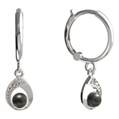BeKid dětské náušnice 1242 s černou perlou Bílé zlato - 585 Diamant
