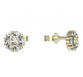 BG zlaté náušnice kytička 774 Žluté zlato - 585 Diamant