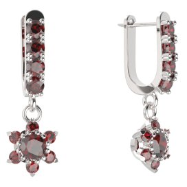BG  náušnice 978 Stříbro 925 - rhodium Granát