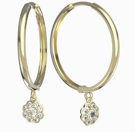 BG zlaté náušnice 552 Žluté zlato - 585 Diamant