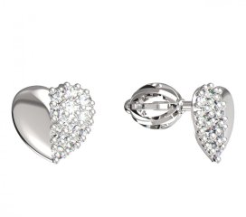 BG zlaté náušnice srdíčko 865 Bílé zlato - 585 Diamant