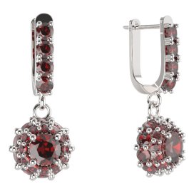 BG kulaté náušnice 751-96 Stříbro 925 - rhodium Granát