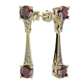 BG náušnice s vltavínem 985 Žluté zlato - 585 Granát a diamant