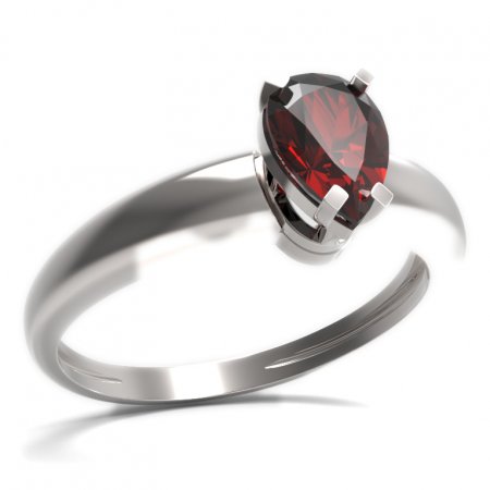 BG ring drop stone  495-I - Metal: Silver 925 - rhodium, Stone: Garnet