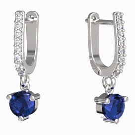 BG zlaté náušnice 783 Bílé zlato - 585 Tmavě modrý kubický zirkon